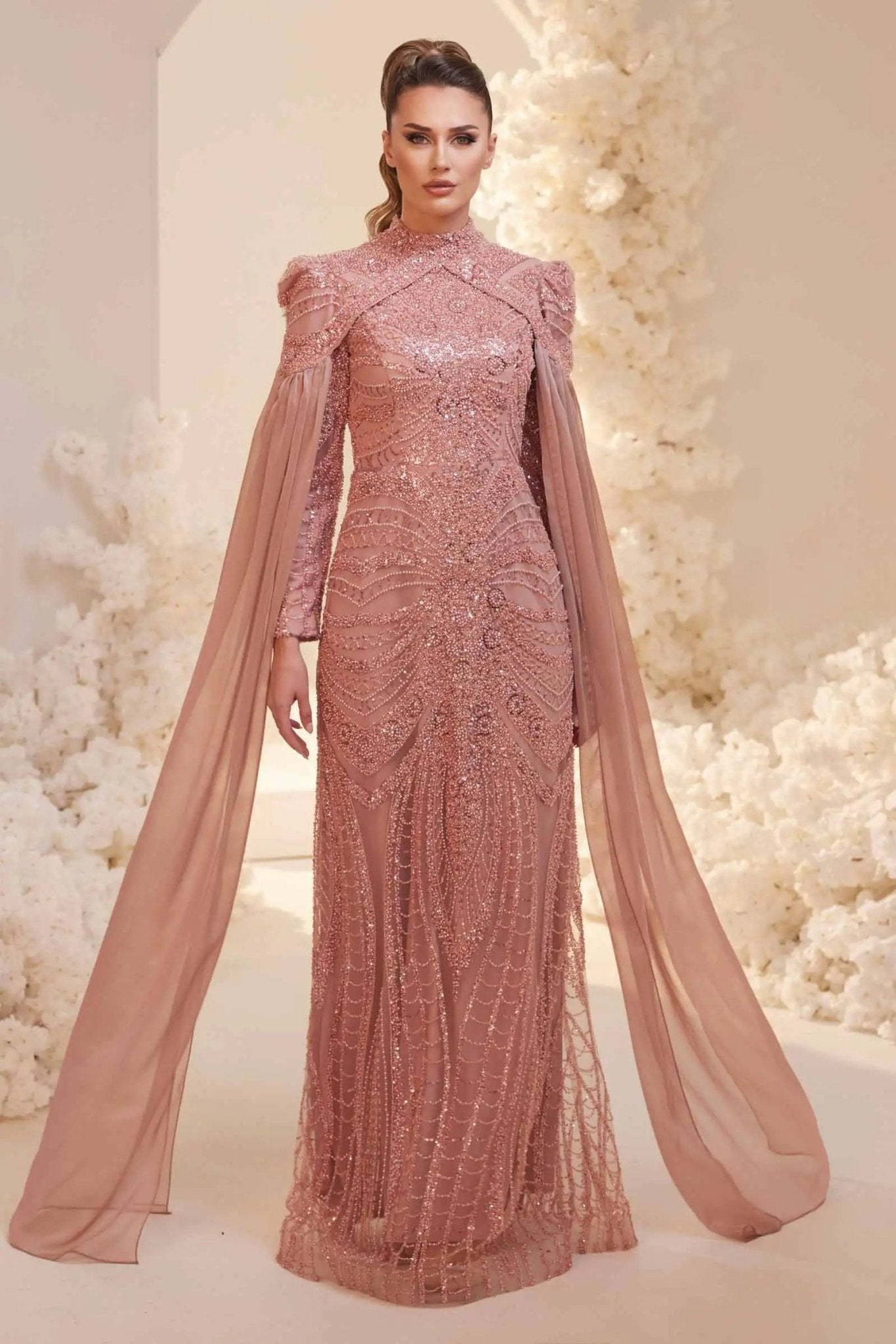 Sabrina Tesettür Abiye - FioraofDress - tesettur - abiye - Gül Kurusu - 38 - hijab - evening - dress