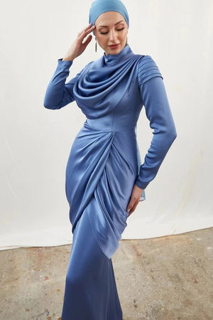 Sanem İndigo Tesettür Abiye - FioraofDress - tesettur - abiye - 44 - indigo - hijab - evening - dress