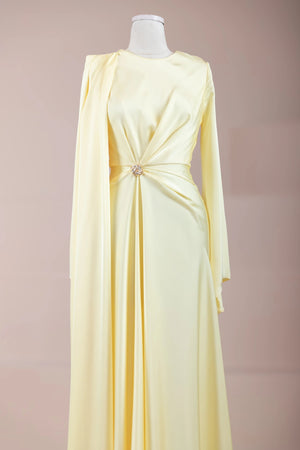 Satenya Tesettür Abiye - FioraofDress - tesettur - abiye - Sarı - 38 - hijab - evening - dress