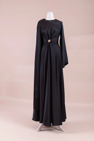 Satenya Tesettür Abiye - FioraofDress - tesettur - abiye - Siyahh - 38 - hijab - evening - dress