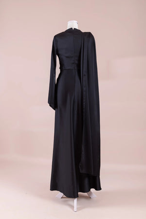 Satenya Tesettür Abiye - FioraofDress - tesettur - abiye - Siyahh - 38 - hijab - evening - dress