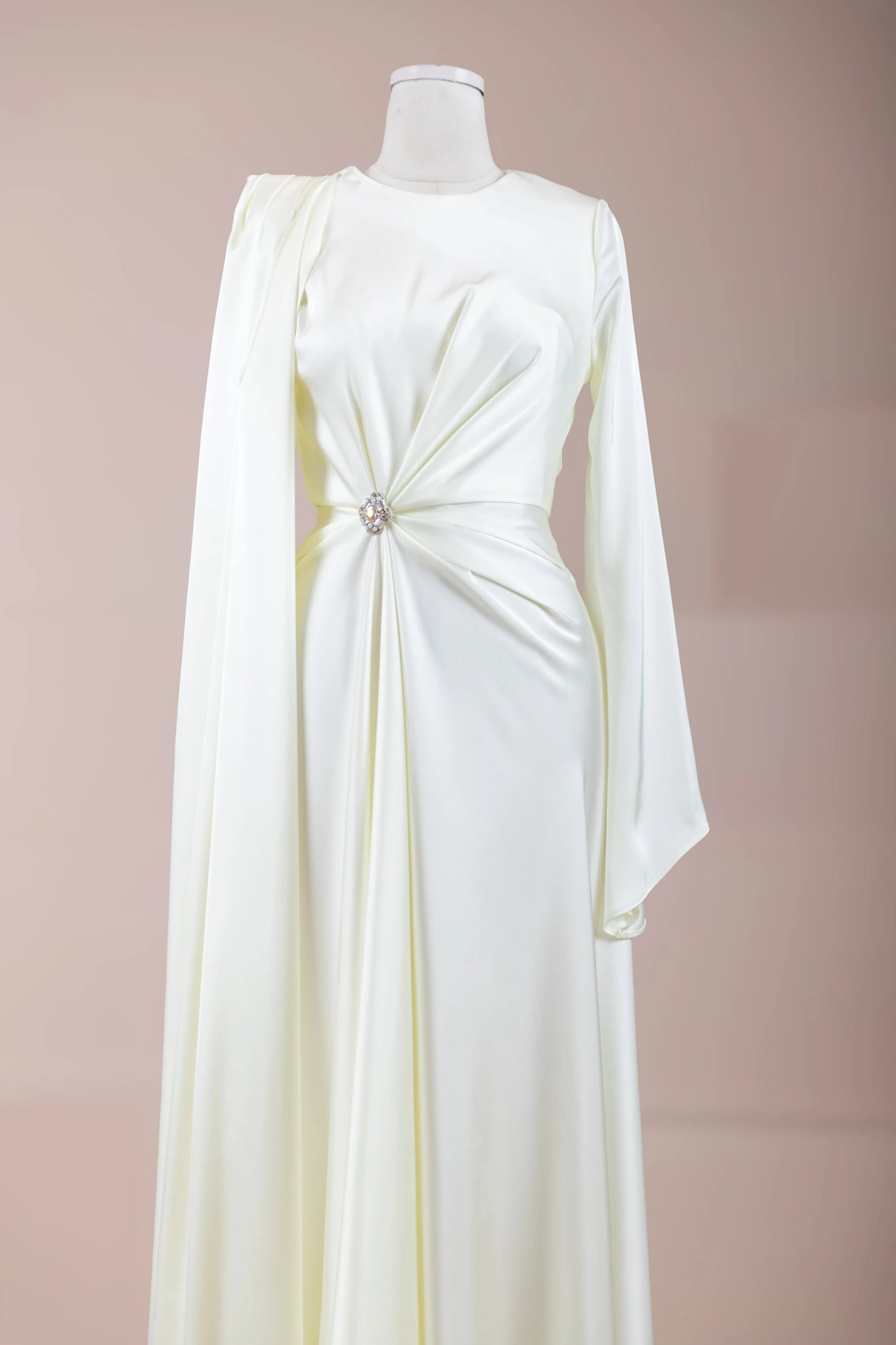 Satenya Tesettür Abiye - FioraofDress - tesettur - abiye - Ekru - 38 - hijab - evening - dress