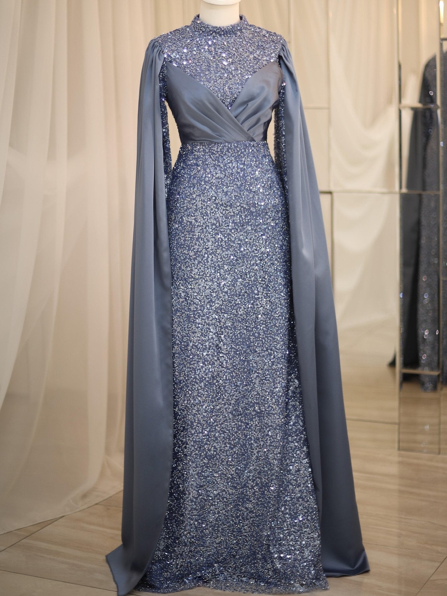 Sedef Tesettür Abiye - FioraofDress - tesettur - abiye - 48 - indigo - hijab - evening - dress