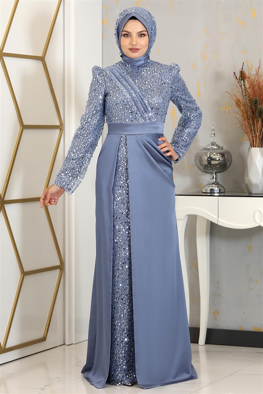 Şehrazat Tesettür Abiye Mavi - FioraofDress - tesettur - abiye - 48 - hijab - evening - dress
