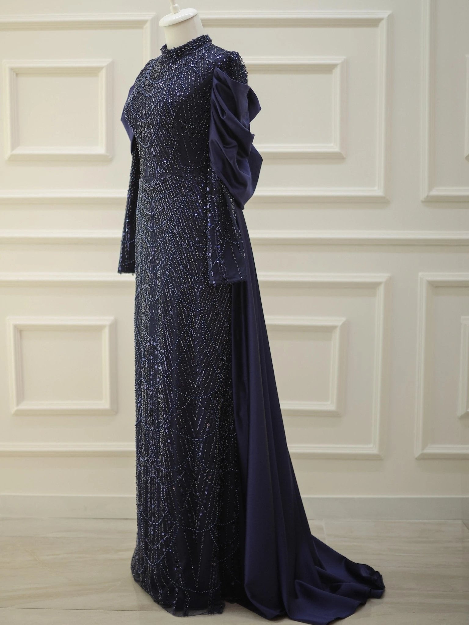 Selen Tesettür Abiye - FioraofDress - tesettur - abiye - indigo - 48 - hijab - evening - dress