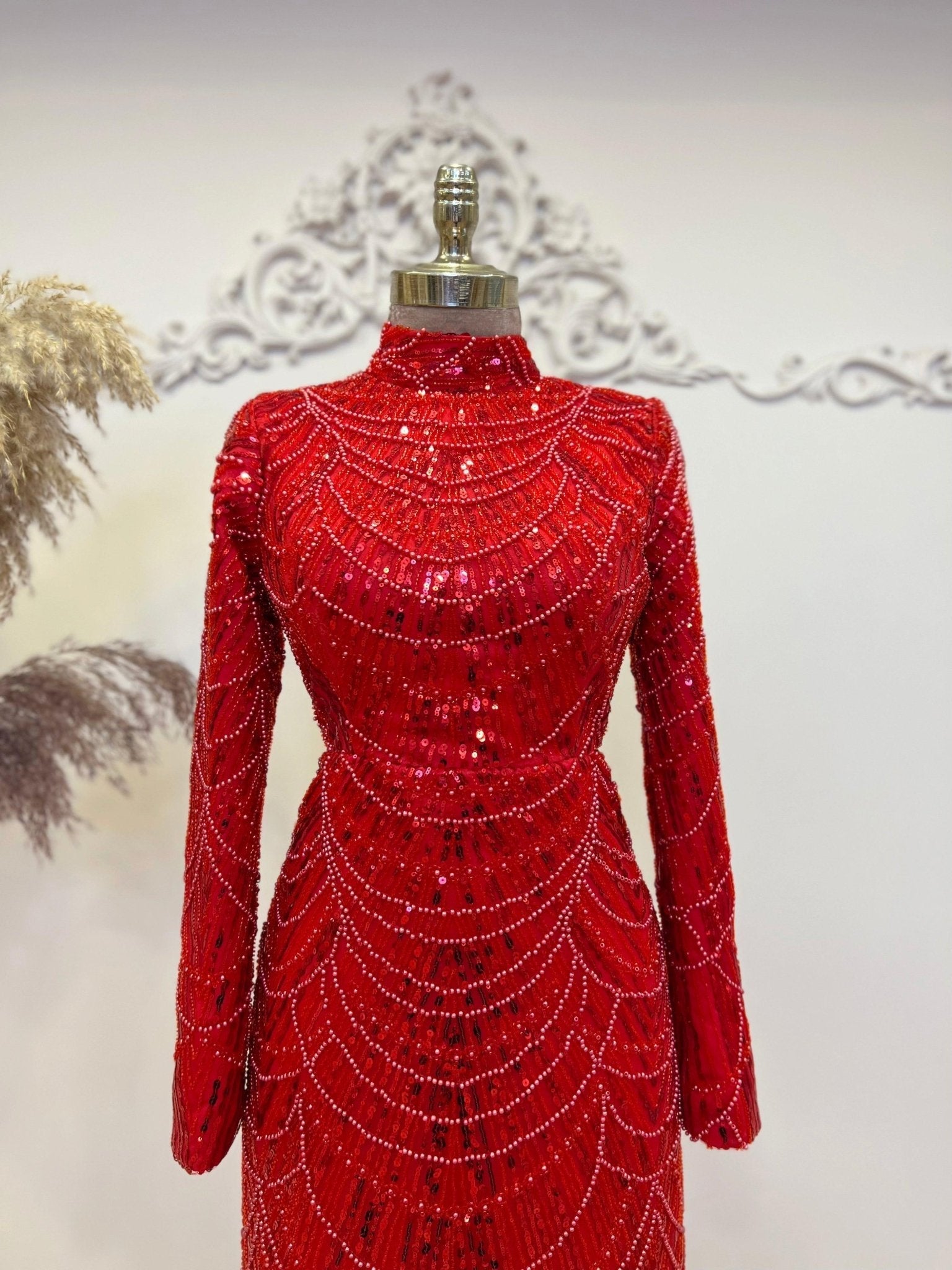 Selena Tesettür Abiye Kırmızı - FioraofDress - tesettur - abiye - 48 - hijab - evening - dress