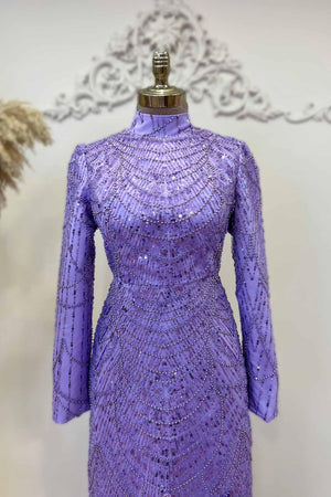 Selena Tesettür Abiye Lila - FioraofDress - tesettur - abiye - 48 - LİLA - hijab - evening - dress