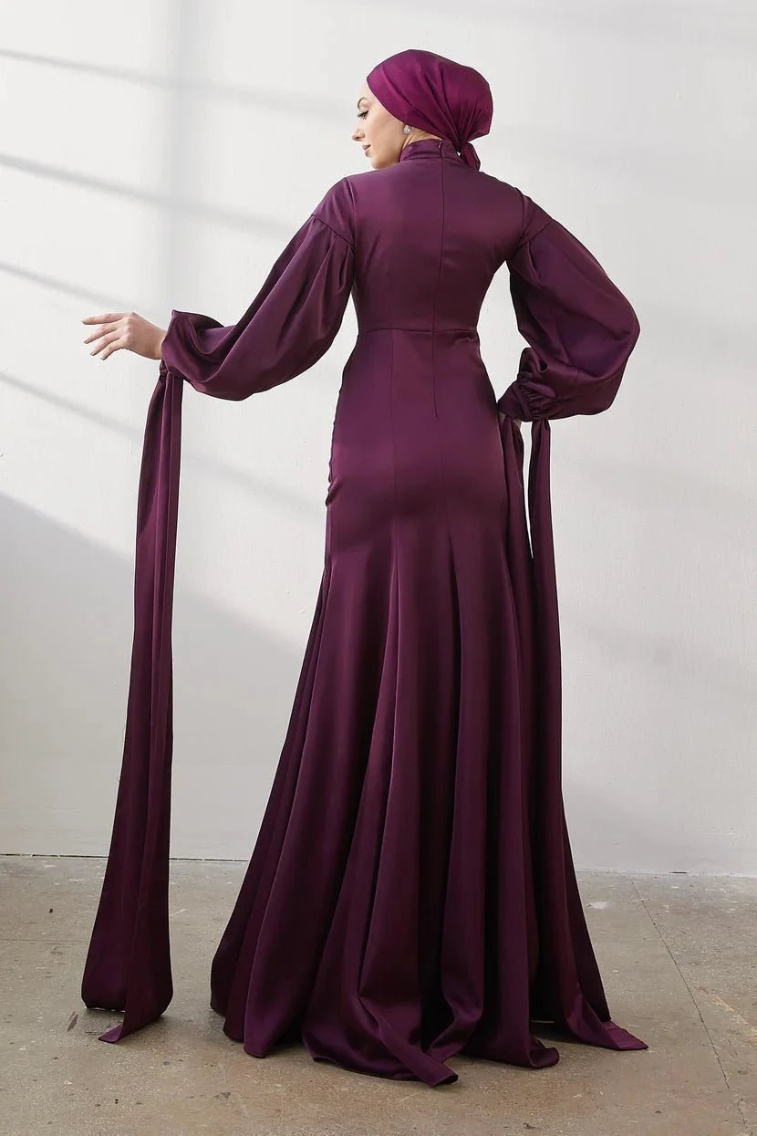 Serenay Taşlı Tesettür Abiye - FioraofDress - tesettur - abiye - 42 - Mürdüm - hijab - evening - dress