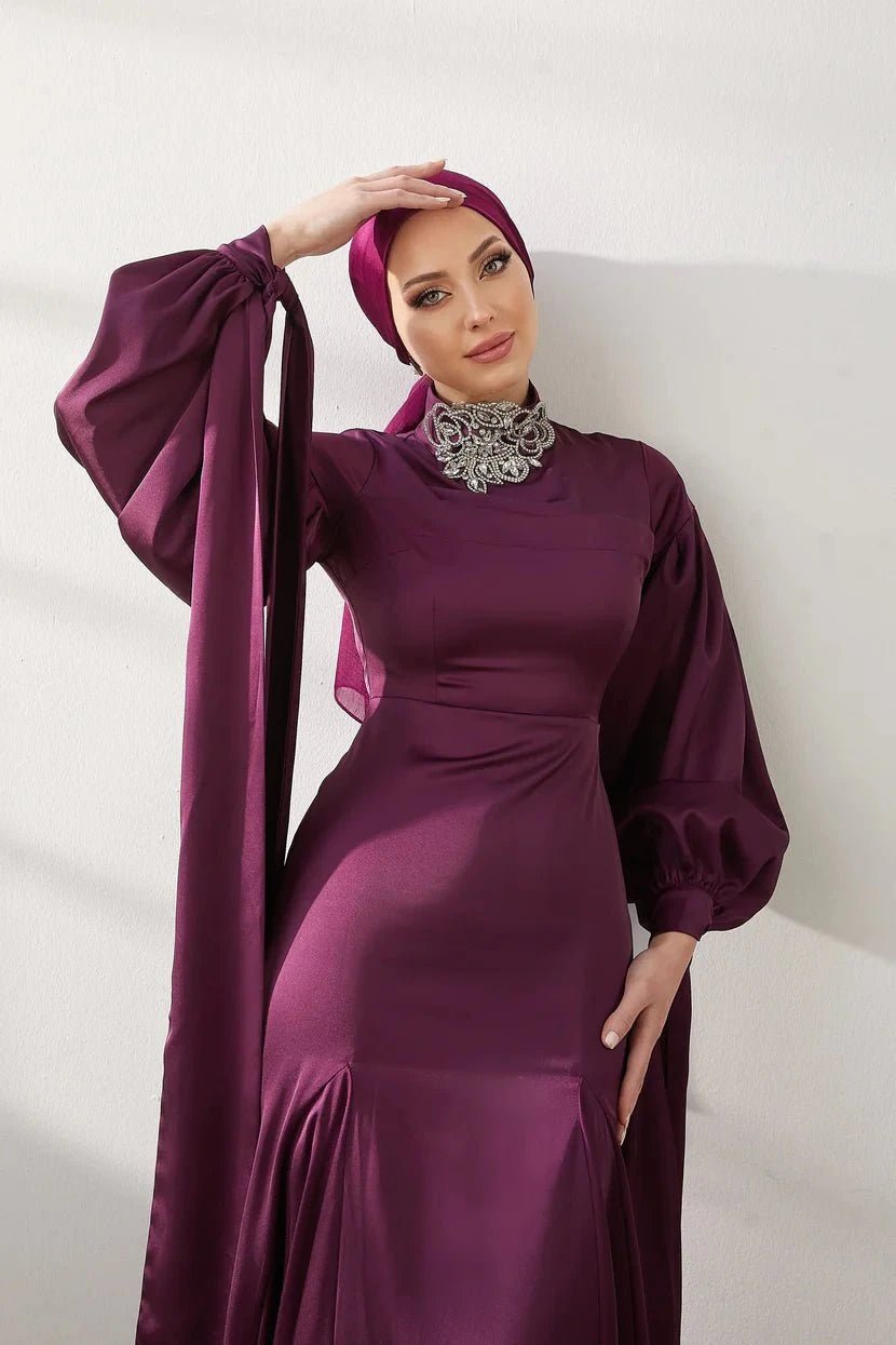 Serenay Taşlı Tesettür Abiye - FioraofDress - tesettur - abiye - 42 - Mürdüm - hijab - evening - dress