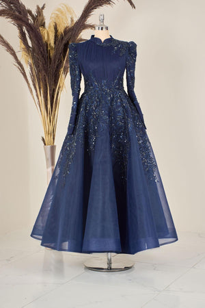 Serra Tesettür Abiye - FioraofDress - tesettur - abiye - LACİVERT - 38 - hijab - evening - dress