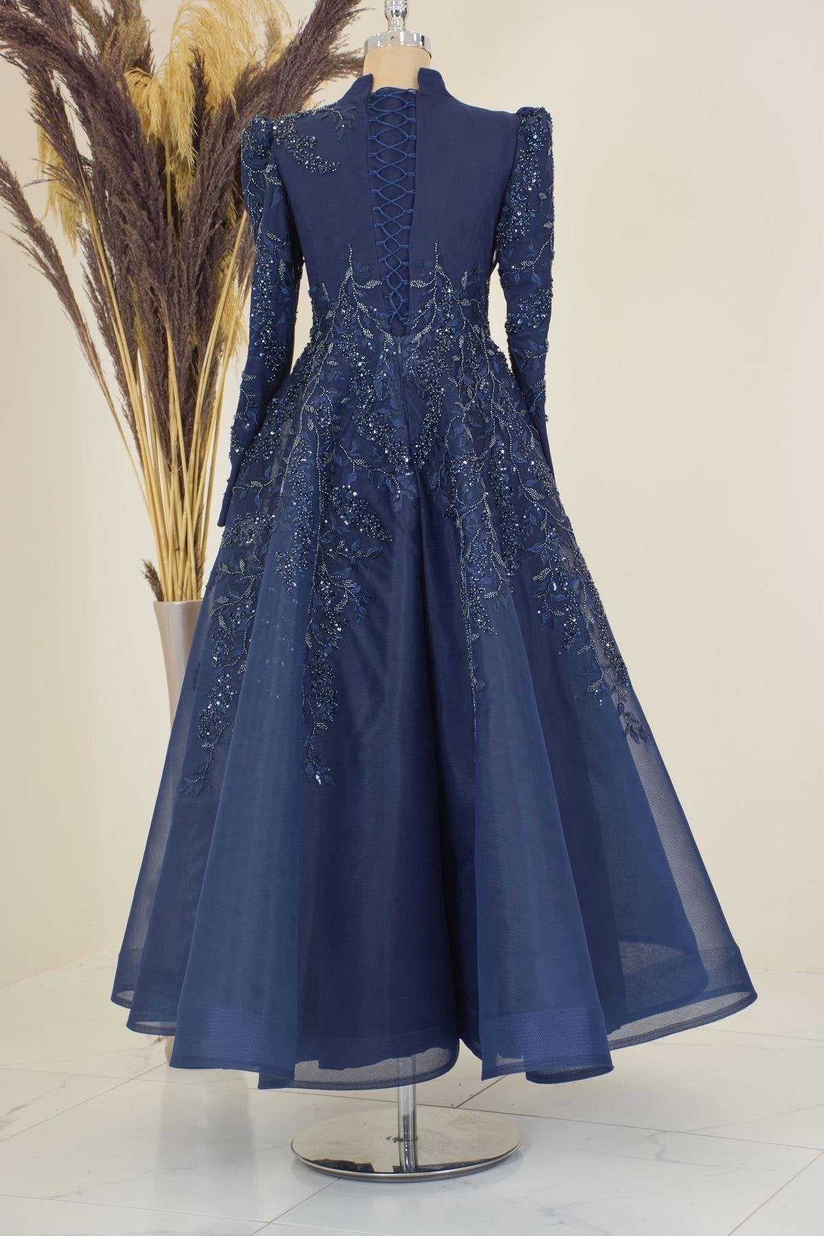 Serra Tesettür Abiye - FioraofDress - tesettur - abiye - LACİVERT - 38 - hijab - evening - dress