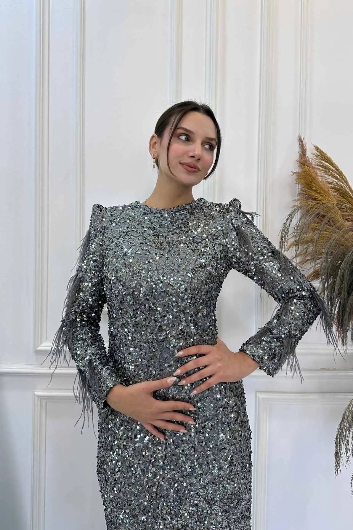 Shine Tesettür Abiye - FioraofDress - tesettur - abiye - Antrasit - 38 - hijab - evening - dress