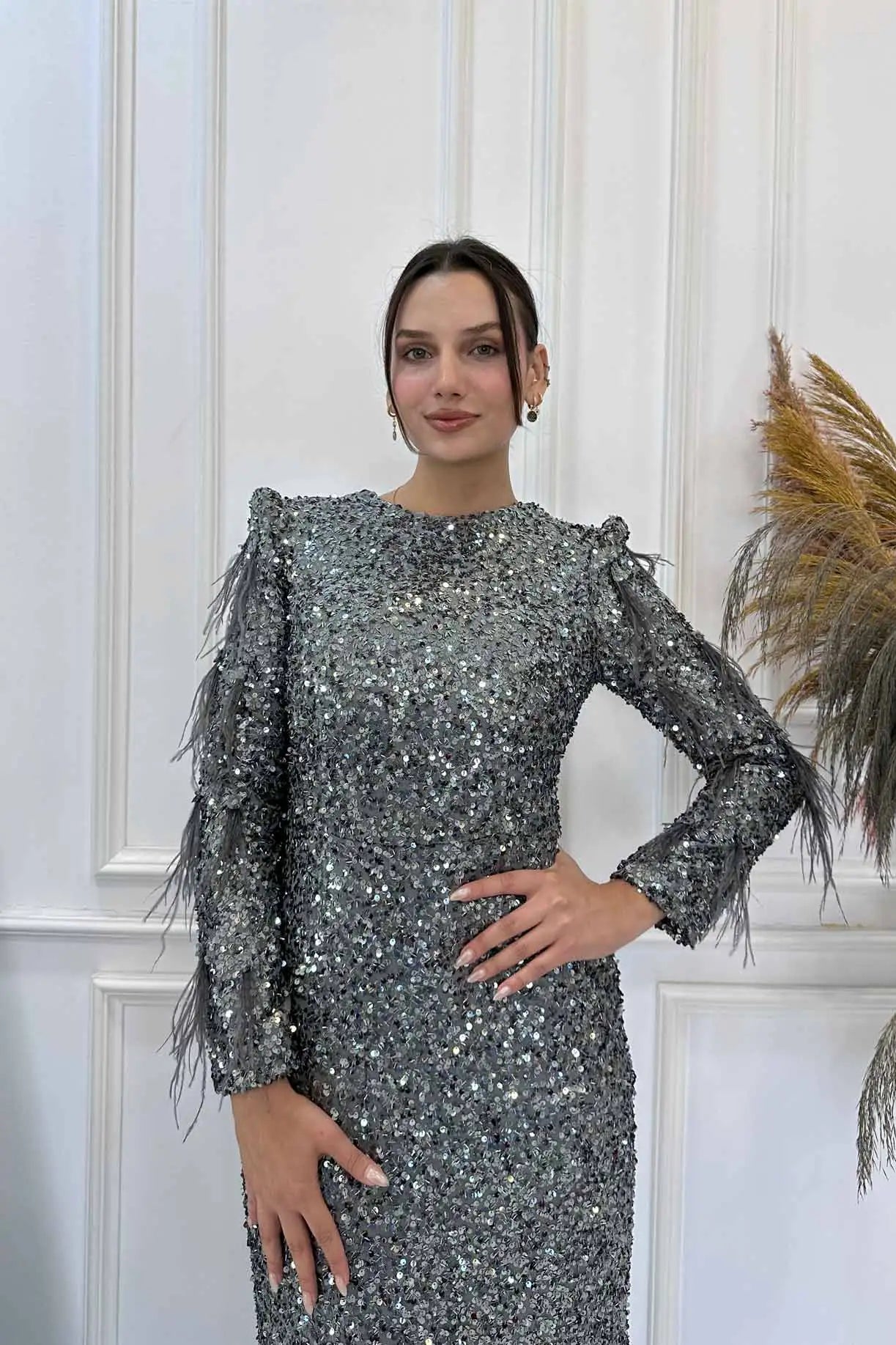 Shine Tesettür Abiye - FioraofDress - tesettur - abiye - Antrasit - 38 - hijab - evening - dress