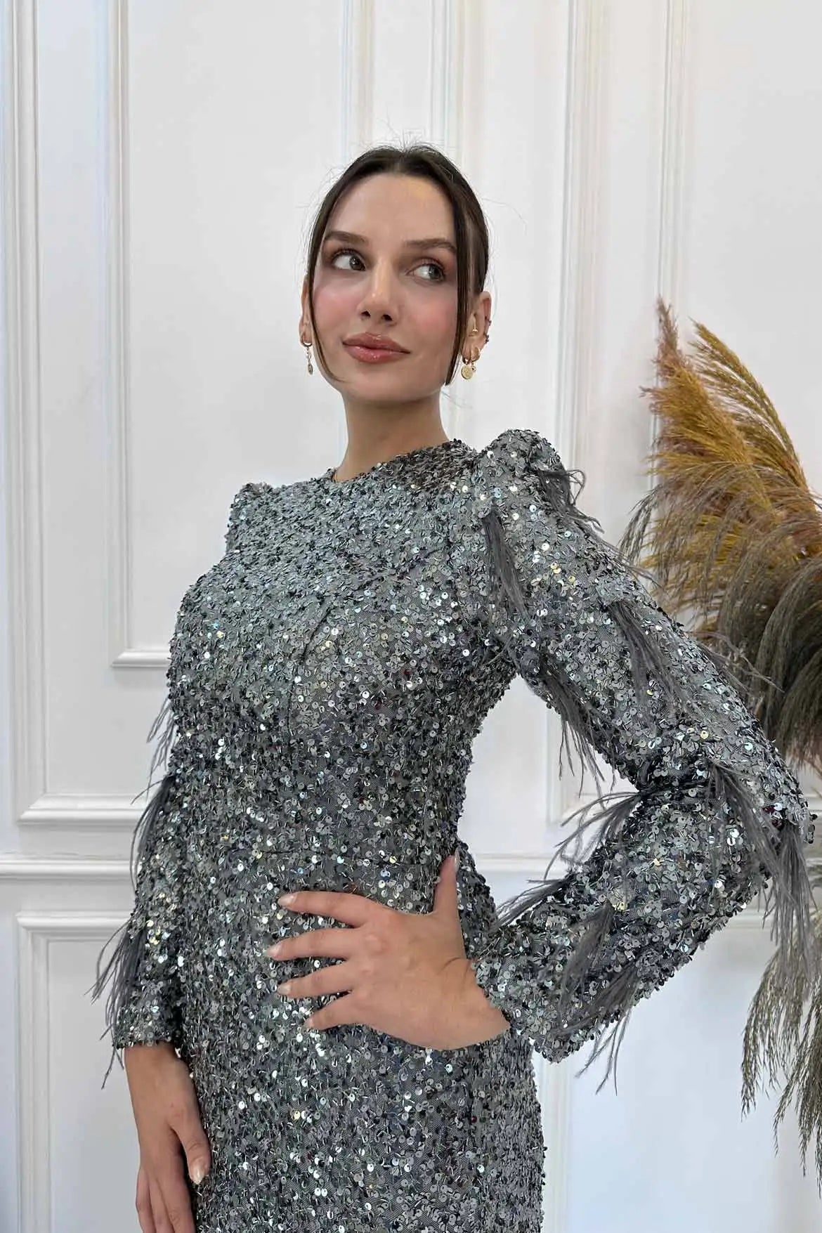 Shine Tesettür Abiye - FioraofDress - tesettur - abiye - Antrasit - 38 - hijab - evening - dress