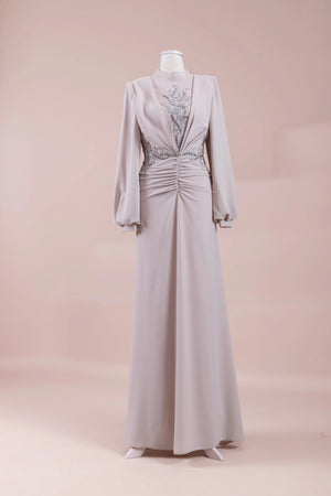 Siva Tesettür Abiye - FioraofDress - tesettur - abiye - BEJ - 38 - hijab - evening - dress