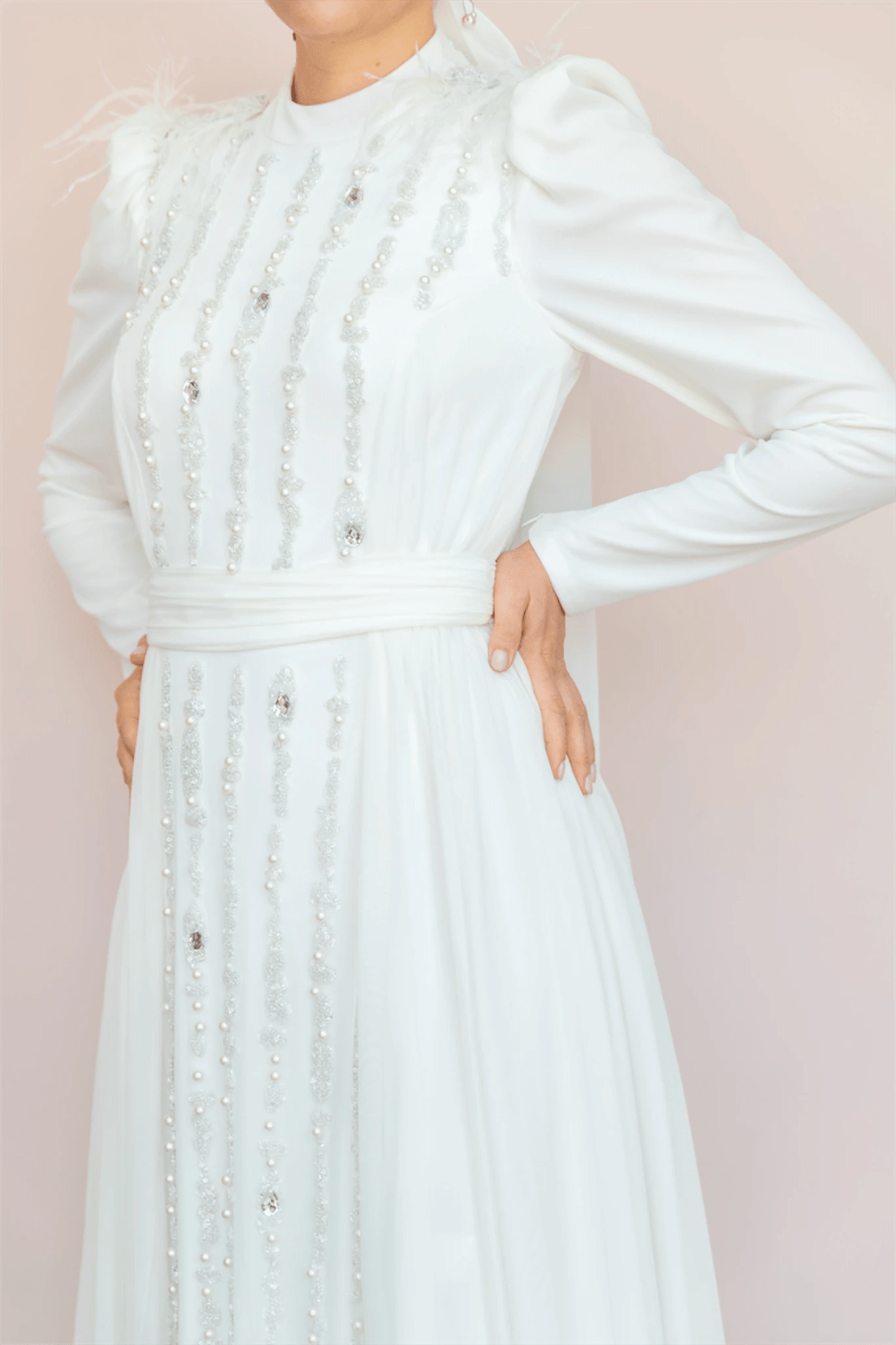 Smile Tesettür Abiye - FioraofDress - tesettur - abiye - 44 - Ekru - hijab - evening - dress