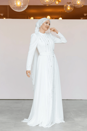 Smile Tesettür Abiye - FioraofDress - tesettur - abiye - 44 - Ekru - hijab - evening - dress