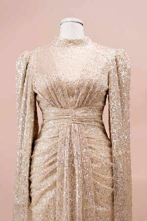 Solea Tesettür Abiye - FioraofDress - tesettur - abiye - krem - 38 - hijab - evening - dress