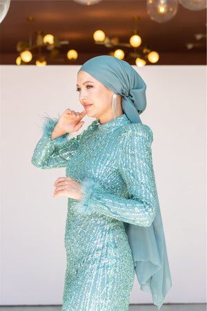 Star Kalem Tesettür Abiye - FioraofDress - tesettur - abiye - 38 - mint yeşili - hijab - evening - dress