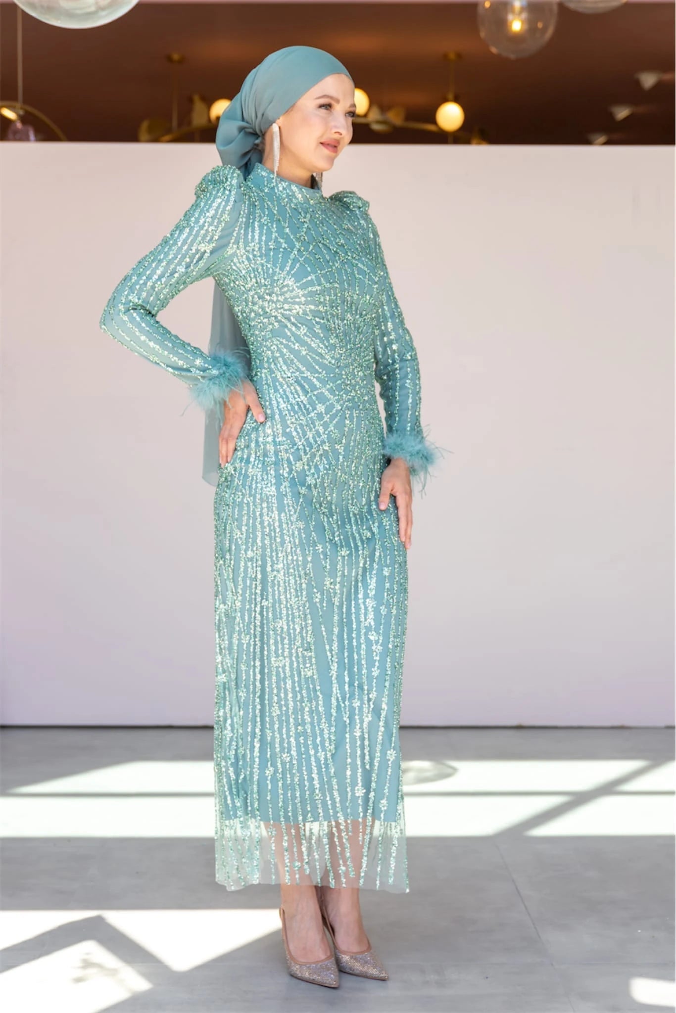 Star Kalem Tesettür Abiye - FioraofDress - tesettur - abiye - 38 - mint yeşili - hijab - evening - dress