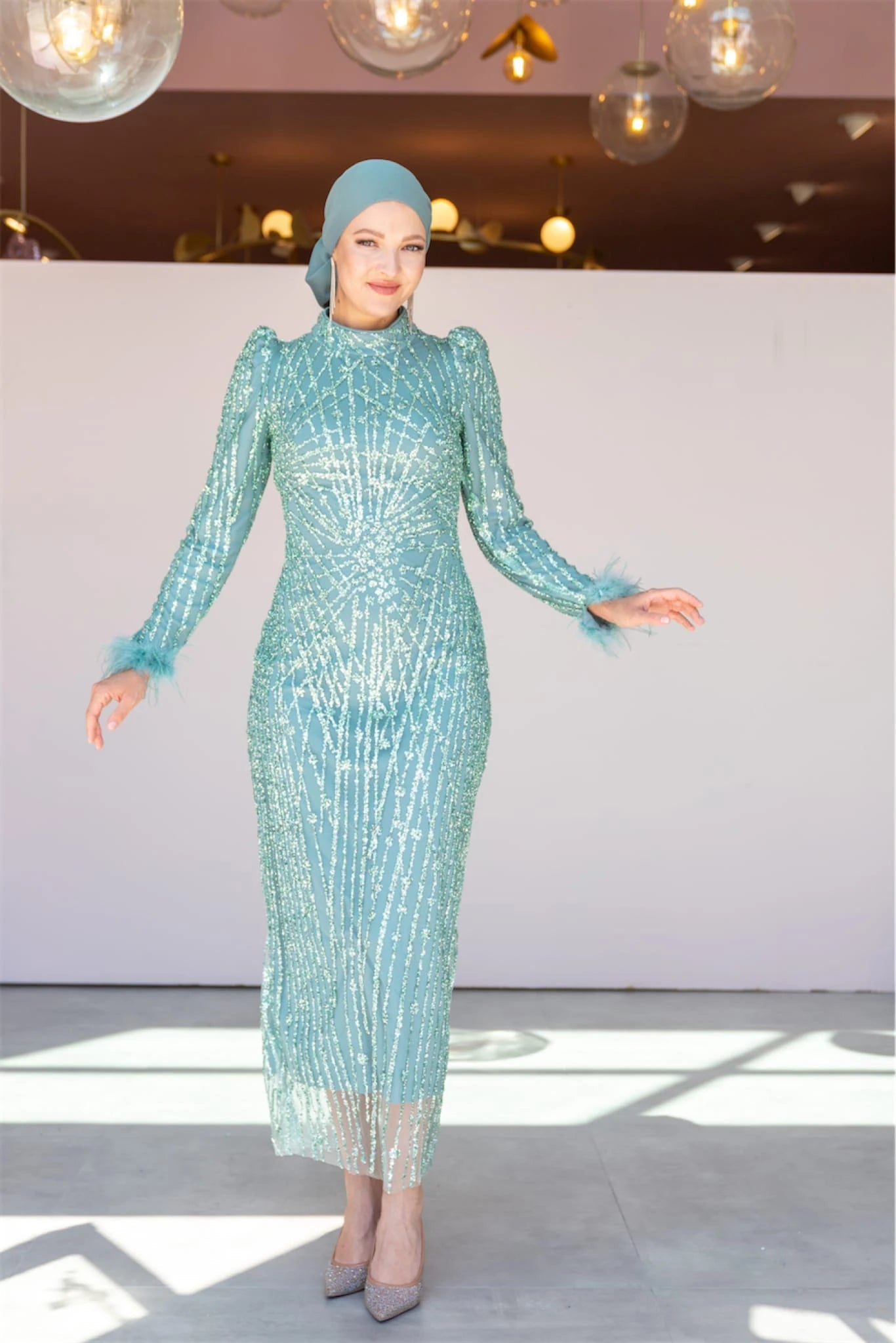 Star Kalem Tesettür Abiye - FioraofDress - tesettur - abiye - 38 - mint yeşili - hijab - evening - dress