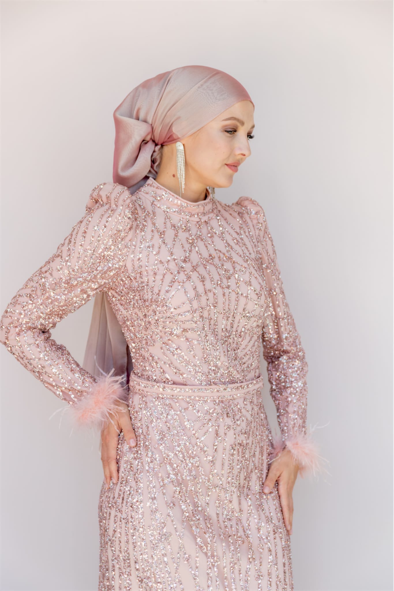 Star Kalem Tesettür Abiye - FioraofDress - tesettur - abiye - 38 - Pudra - hijab - evening - dress