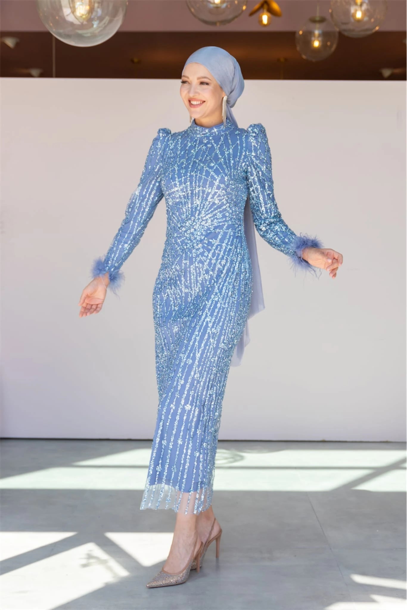 Star Kalem Tesettür Abiye - FioraofDress - tesettur - abiye - 38 - MAVİ - hijab - evening - dress