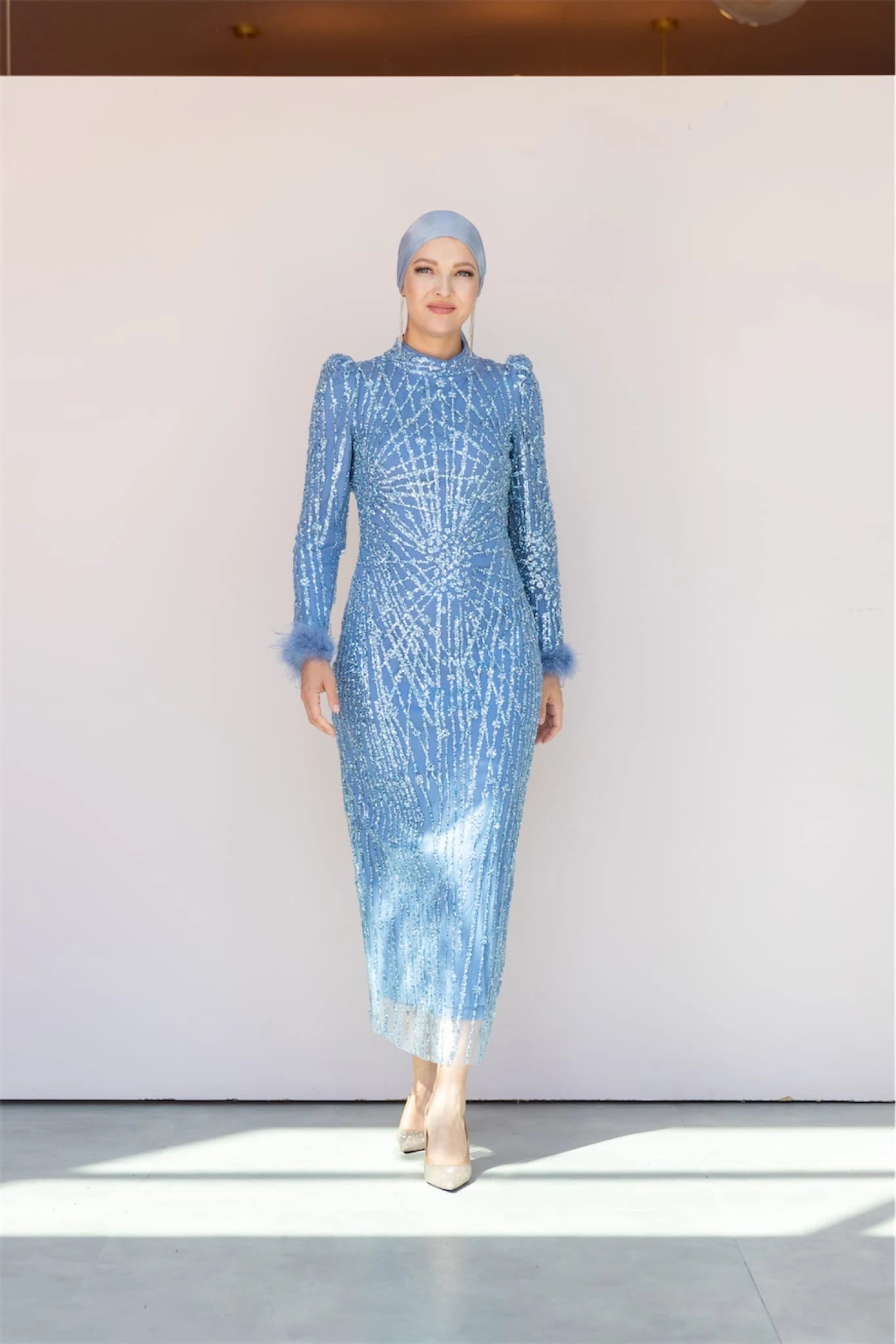Star Kalem Tesettür Abiye - FioraofDress - tesettur - abiye - 38 - MAVİ - hijab - evening - dress