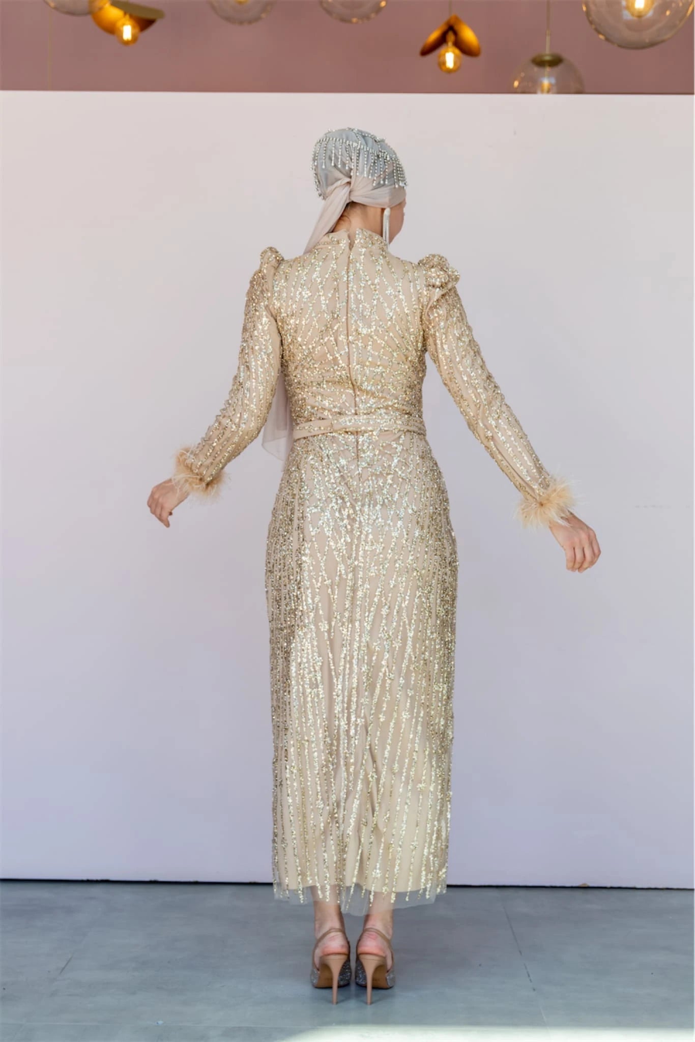 Star Kalem Tesettür Abiye - FioraofDress - tesettur - abiye - 40 - GOLD - hijab - evening - dress