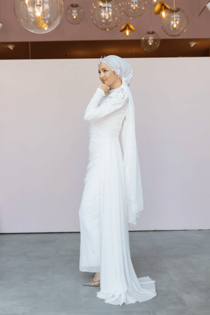 Stoneart Tesettür Abiye - FioraofDress - tesettur - abiye - 44 - Ekru - hijab - evening - dress