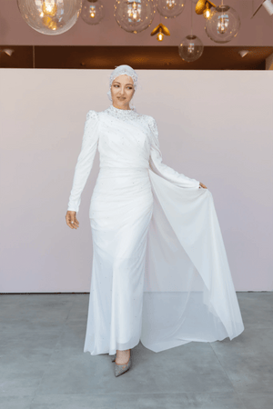 Stoneart Tesettür Abiye - FioraofDress - tesettur - abiye - 44 - Ekru - hijab - evening - dress