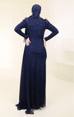 Stoneart Tesettür Abiye - FioraofDress - tesettur - abiye - 44 - lacivert - hijab - evening - dress