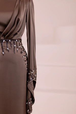 Sue Tesettür Abiye - FioraofDress - tesettur - abiye - Mocha - 38 - hijab - evening - dress