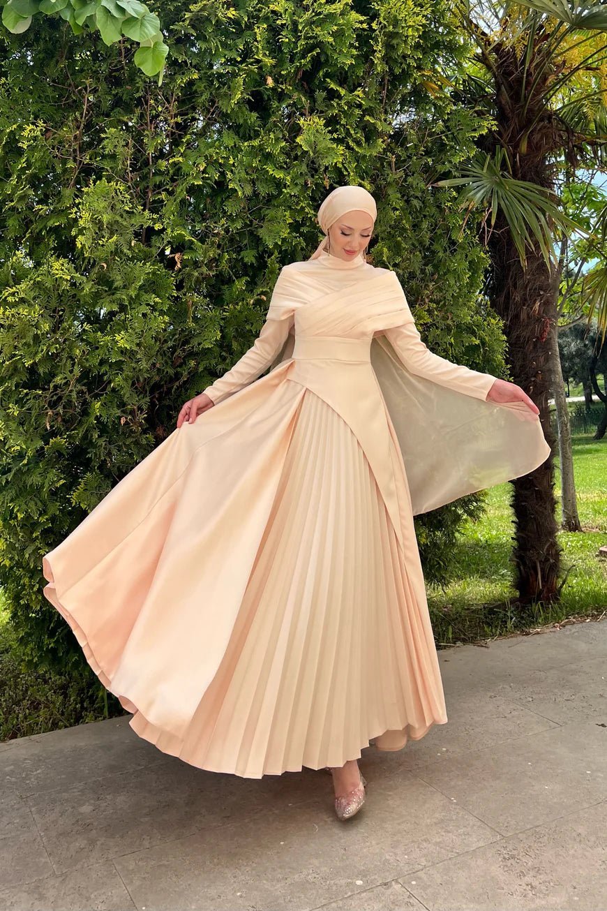Süeda Tesettür Abiye - FioraofDress - tesettur - abiye - 44 - Şampanya - hijab - evening - dress