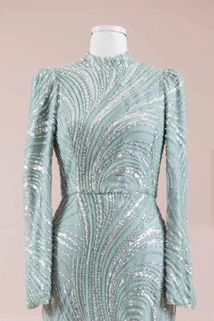 Tira Tesettür Abiye - FioraofDress - tesettur - abiye - mint - 38 - hijab - evening - dress
