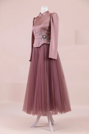 Tuéra Tesettür Abiye - FioraofDress - tesettur - abiye - rose - 36 - hijab - evening - dress