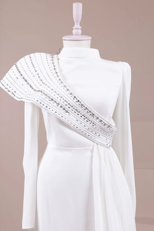 Valen Tesettür Abiye - FioraofDress - tesettur - abiye - Beyaz - 38 - hijab - evening - dress