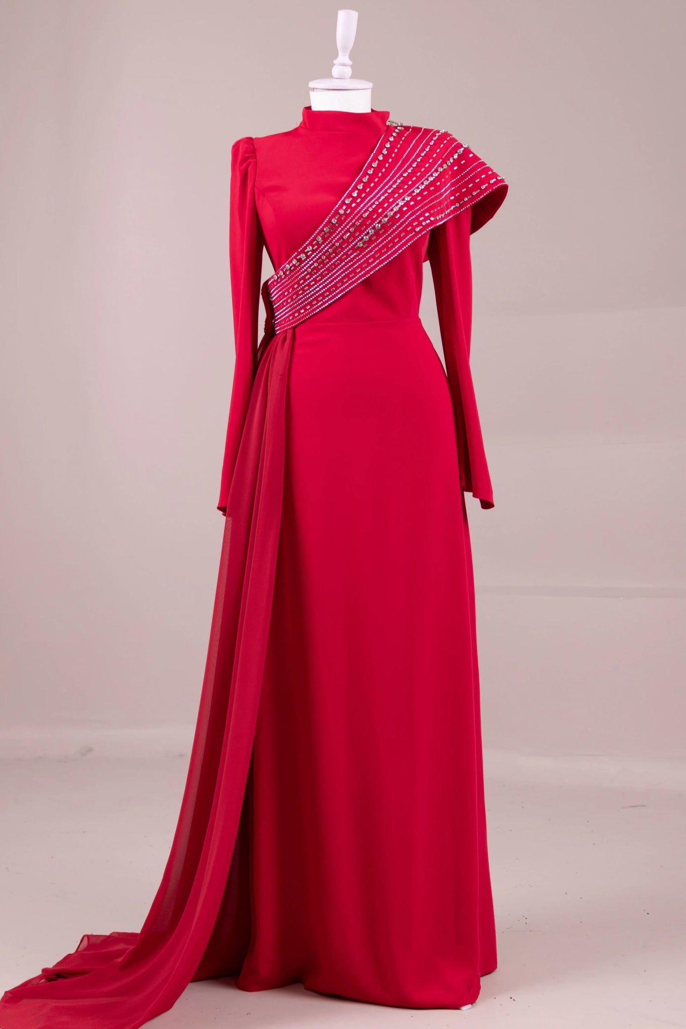 Valen Tesettür Abiye - FioraofDress - tesettur - abiye - Kırmızı - 38 - hijab - evening - dress