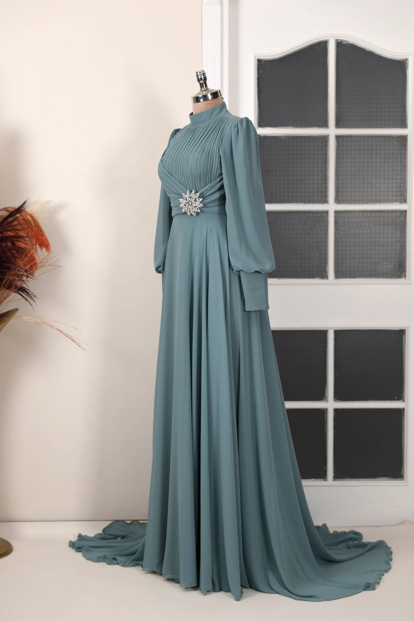 Valerya Abiye - FioraofDress - tesettur - abiye - 38 - mint - hijab - evening - dress