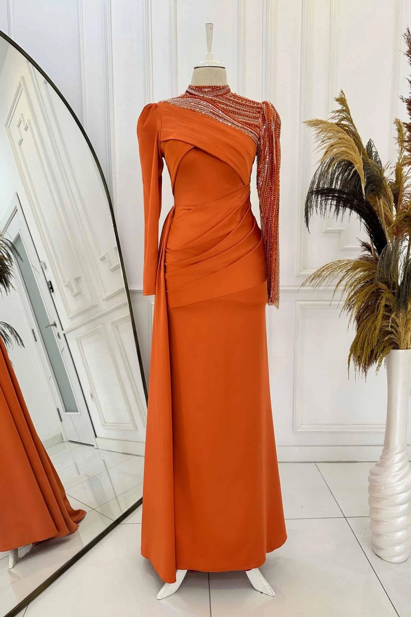 Vela Abiye - FioraofDress - tesettur - abiye - 48 - Gül Kurusu - hijab - evening - dress