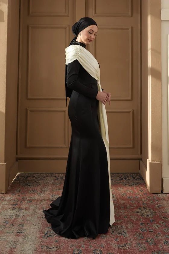 Vesna Tesettür Abiye - FioraofDress - tesettur - abiye - 36 - Siyah Beyaz - hijab - evening - dress