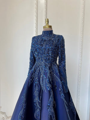 Victoria Tesettür Abiye Lacivert - FioraofDress - tesettur - abiye - 48 - hijab - evening - dress