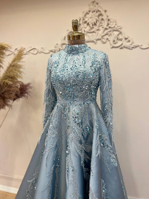 Victoria Tesettür Abiye Mavi - FioraofDress - tesettur - abiye - 48 - MAVİ - hijab - evening - dress