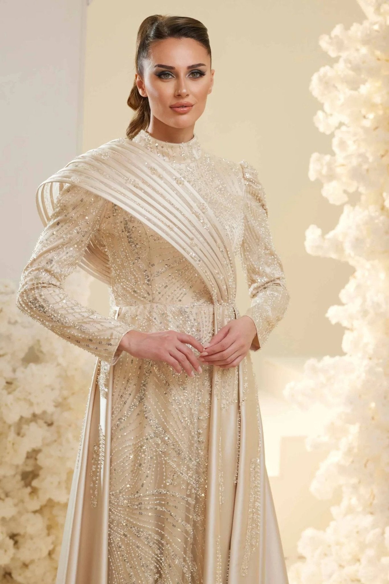 Violet Tesettür Abiye - FioraofDress - tesettur - abiye - GOLD - 38 - hijab - evening - dress