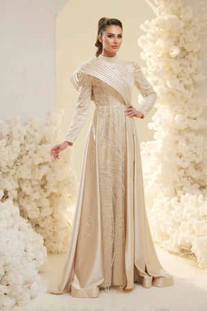 Violet Tesettür Abiye - FioraofDress - tesettur - abiye - GOLD - 38 - hijab - evening - dress