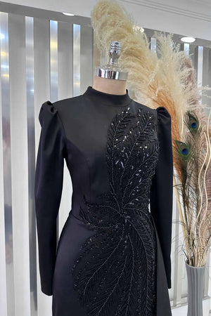 Yaprak Tesettür Abiye - FioraofDress - tesettur - abiye - SİYAH - 38 - hijab - evening - dress
