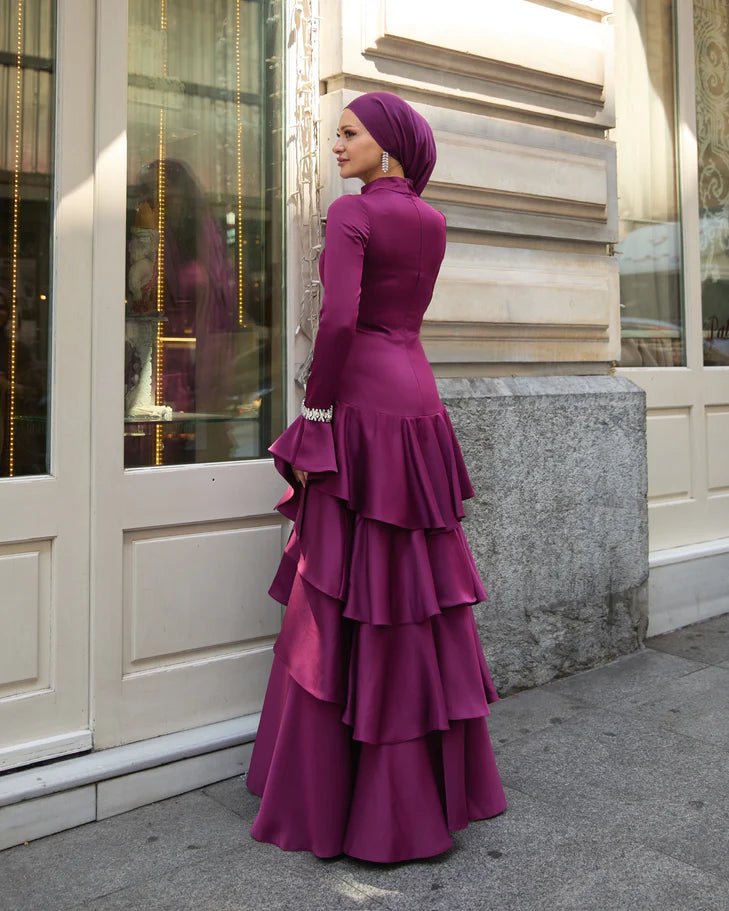 Zümra Taşlı Tesettür Abiye - FioraofDress - tesettur - abiye - Mürdüm - 36 - hijab - evening - dress